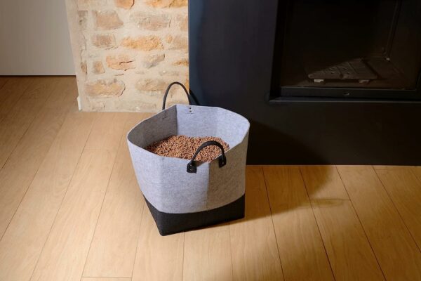 EDA - Sac de Stockage à Granulés en Feutrine Jura Montania 60 L - pour 40 kg de Pellets - Gris et Noir